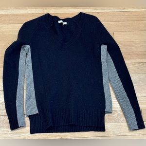 Madewell Navy Gray Wool V Neck Sweater XS